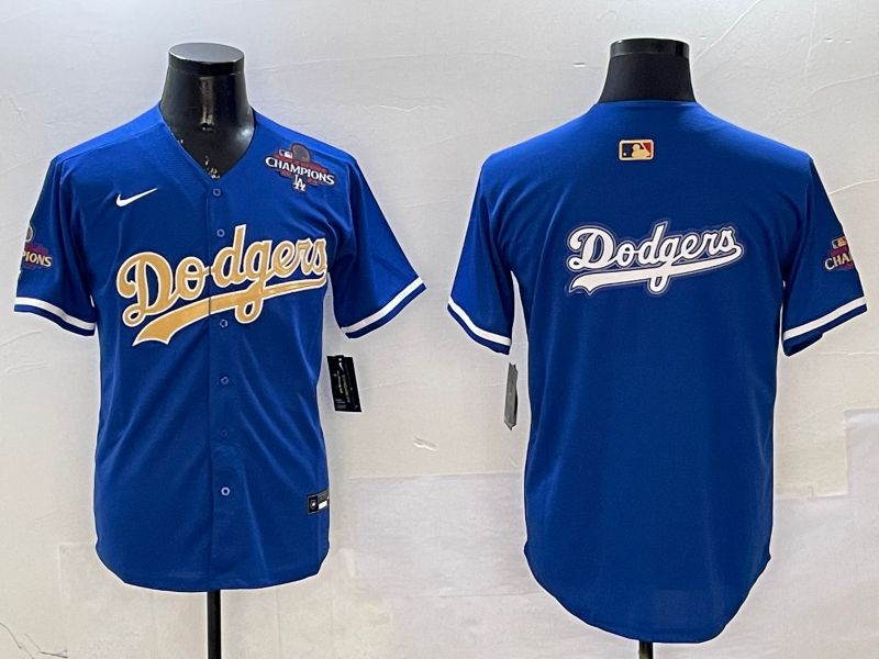 Men Los Angeles Dodgers Blank Blue Champion gold character 2025 Nike MLB Jersey style 14->los angeles dodgers->MLB Jersey